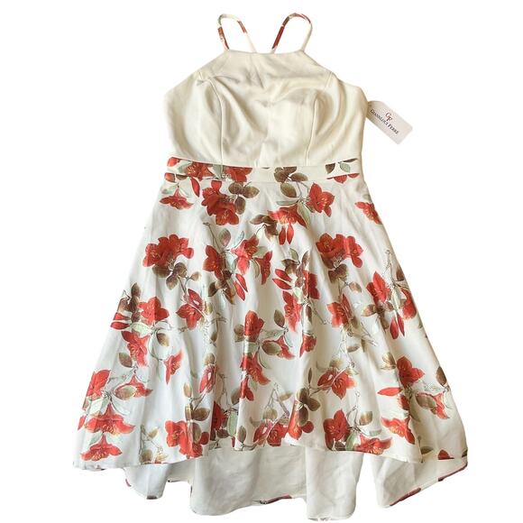 Giannloui Ferre Women Dress 11 White Floral A-Line R199 Sleeveless High Low - Picture 1 of 12